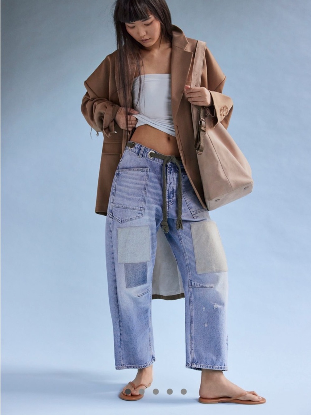 We the Free Moxie Light Blue Patchwork Wide-Leg Women's Jeans